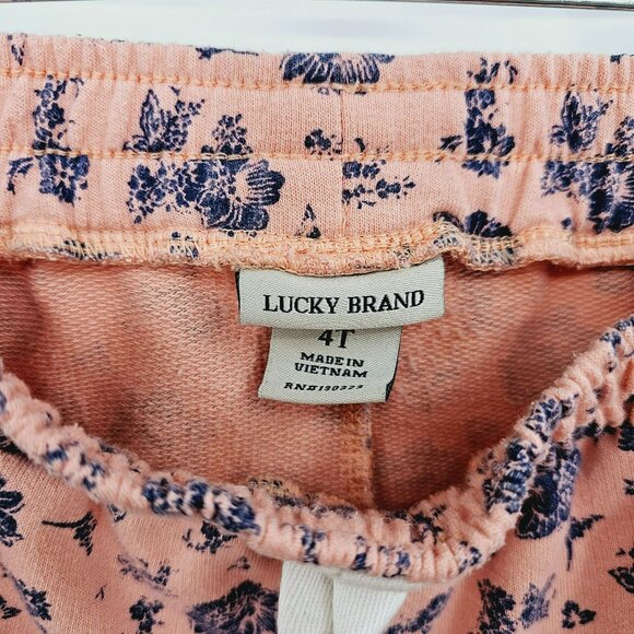 Lucky Brand Shorts 4T Pink Blue Floral Cotton Stretch Elastic Waist Pull On Baby - Picture 2 of 8